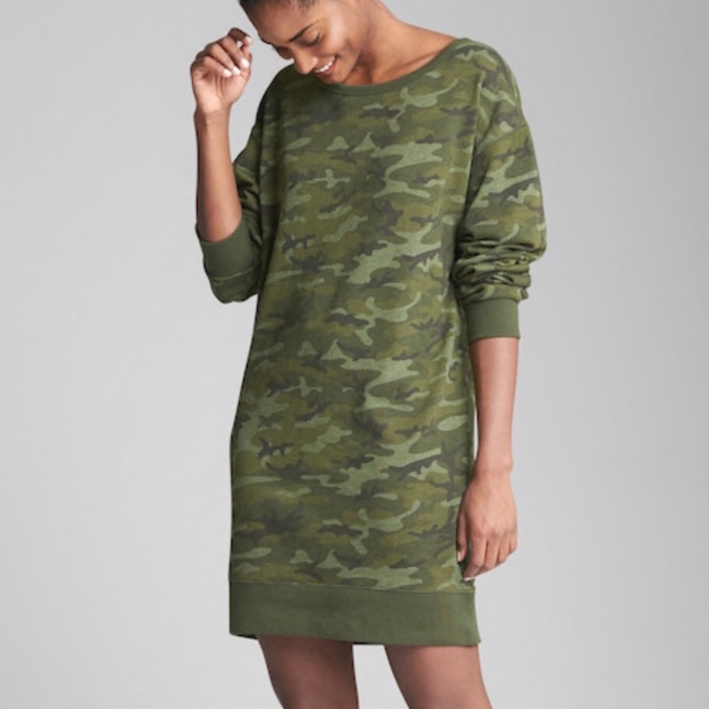 NWT French Terry Camouflage Pullover Dress